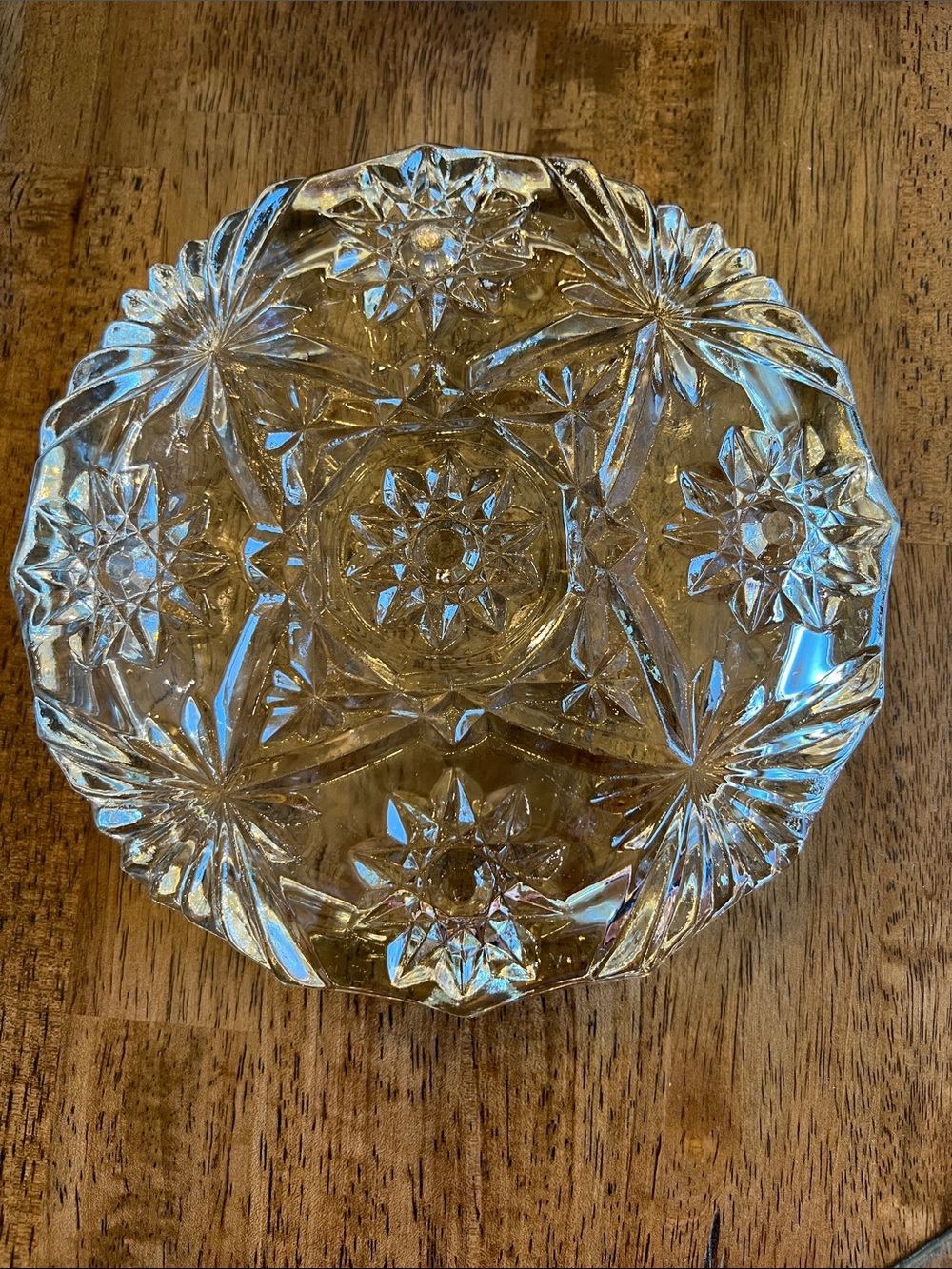 Vintage Anchor Hocking Star of David Clear Glass Ashtray Trinket Dish - Picture 2 of 5